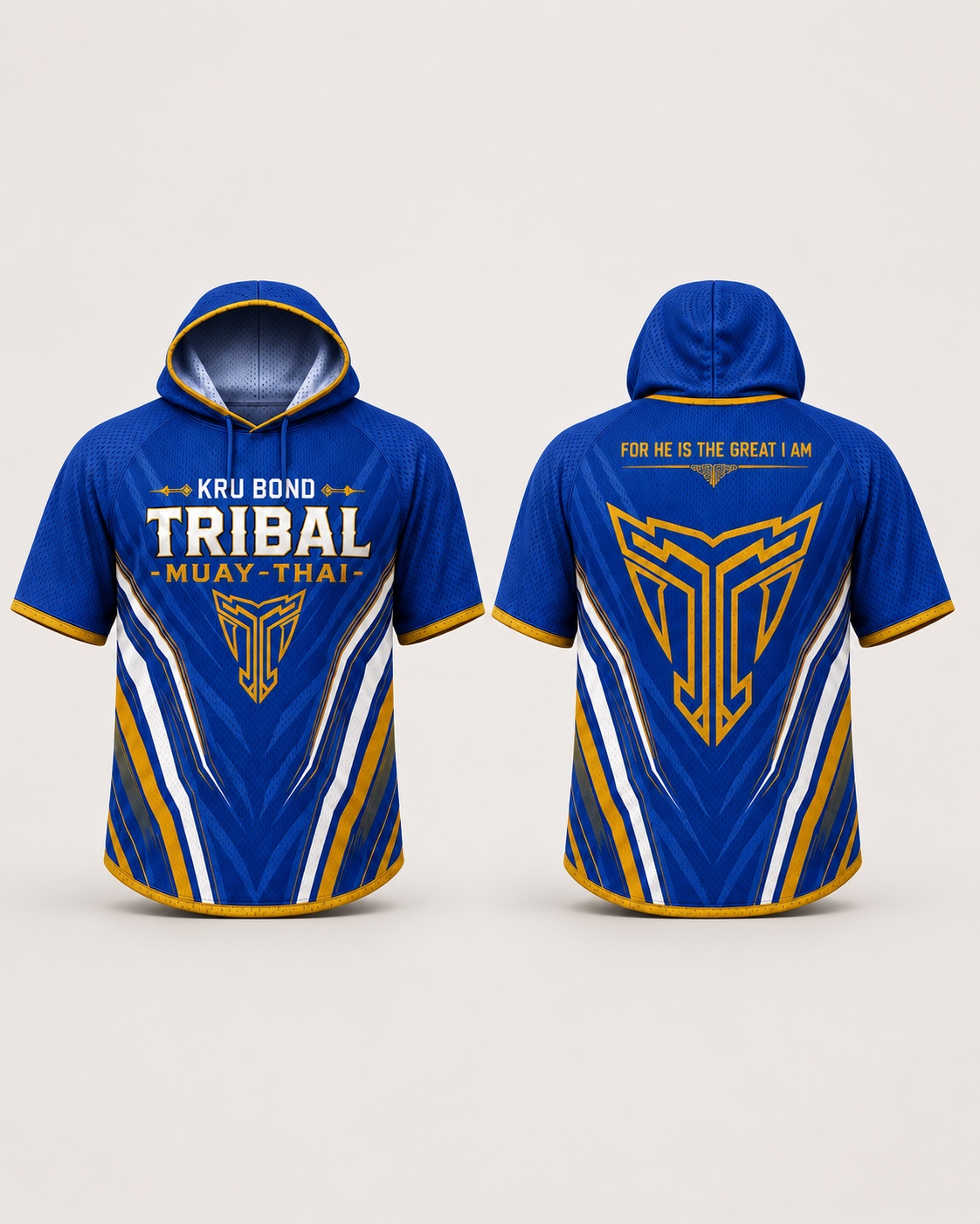 Tribal Muay Thai hooded training top front and back