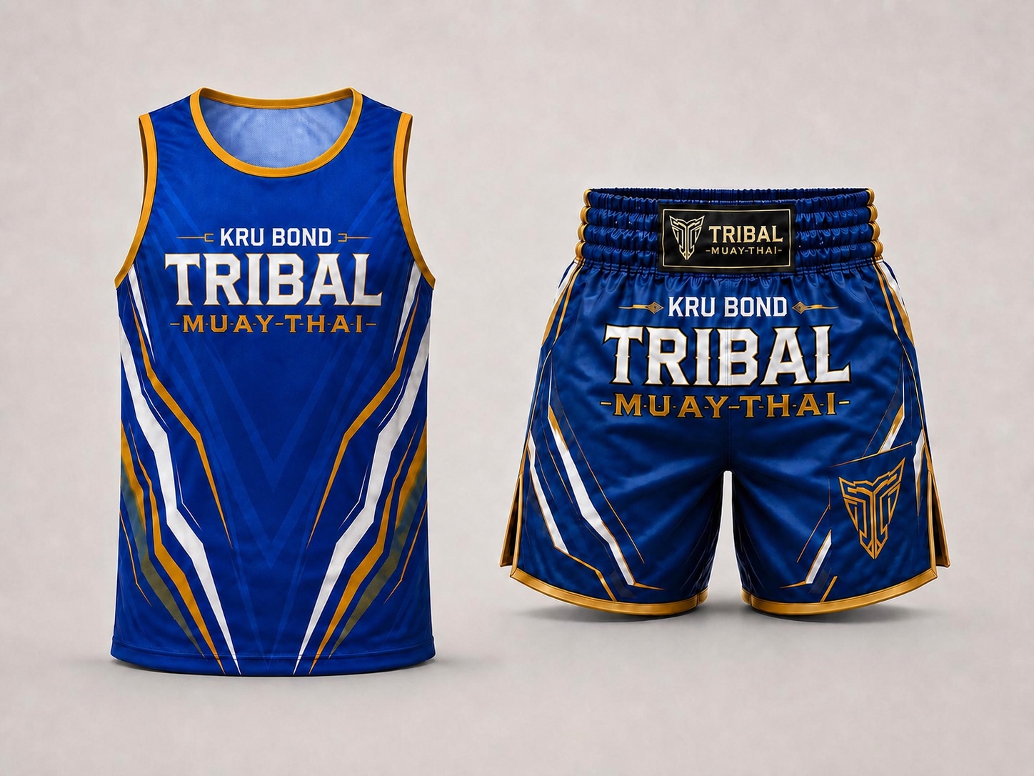 Tribal Singlet + Shorts Set in Tribal blue and gold