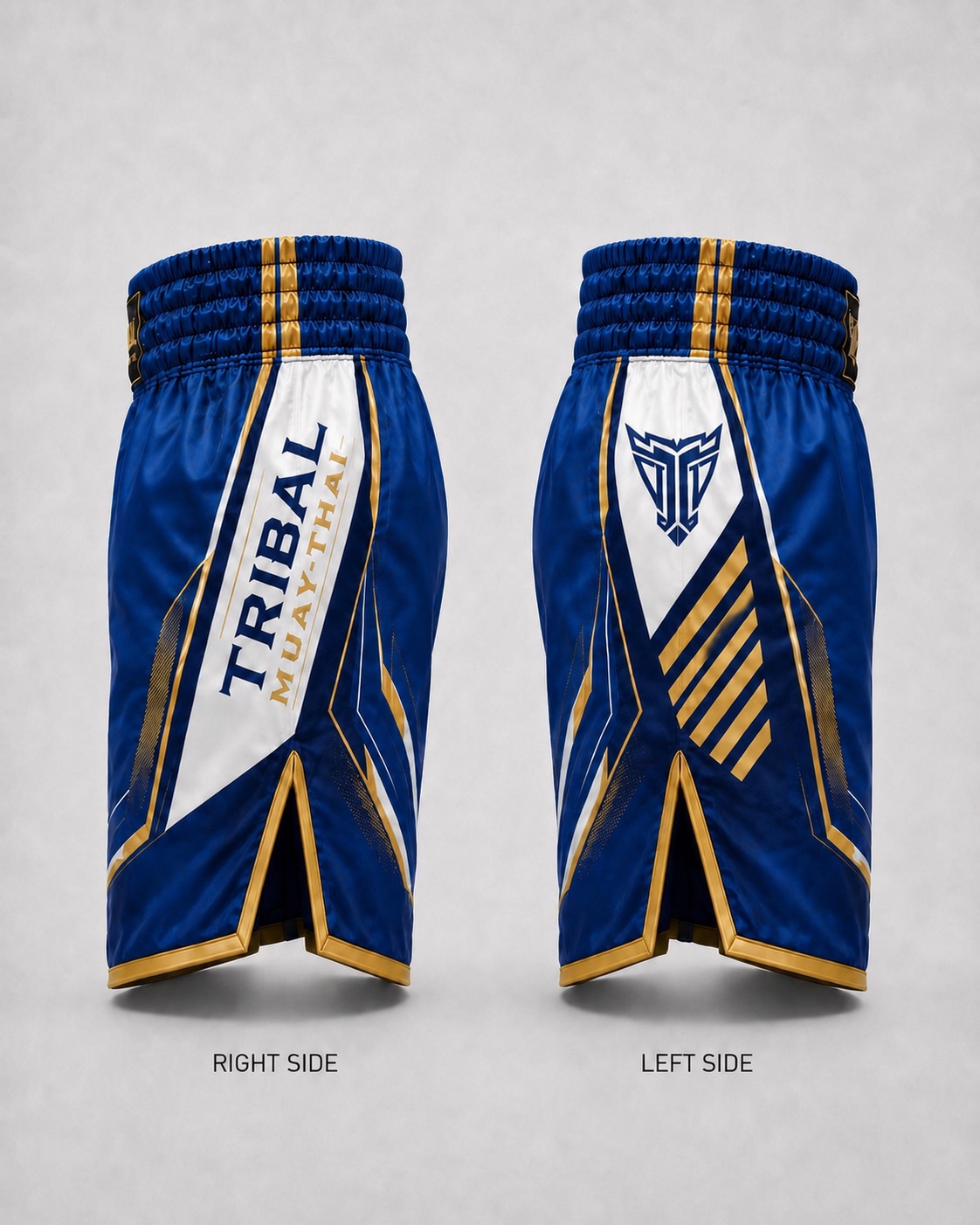 Tribal Muay Thai shorts right and left side profiles